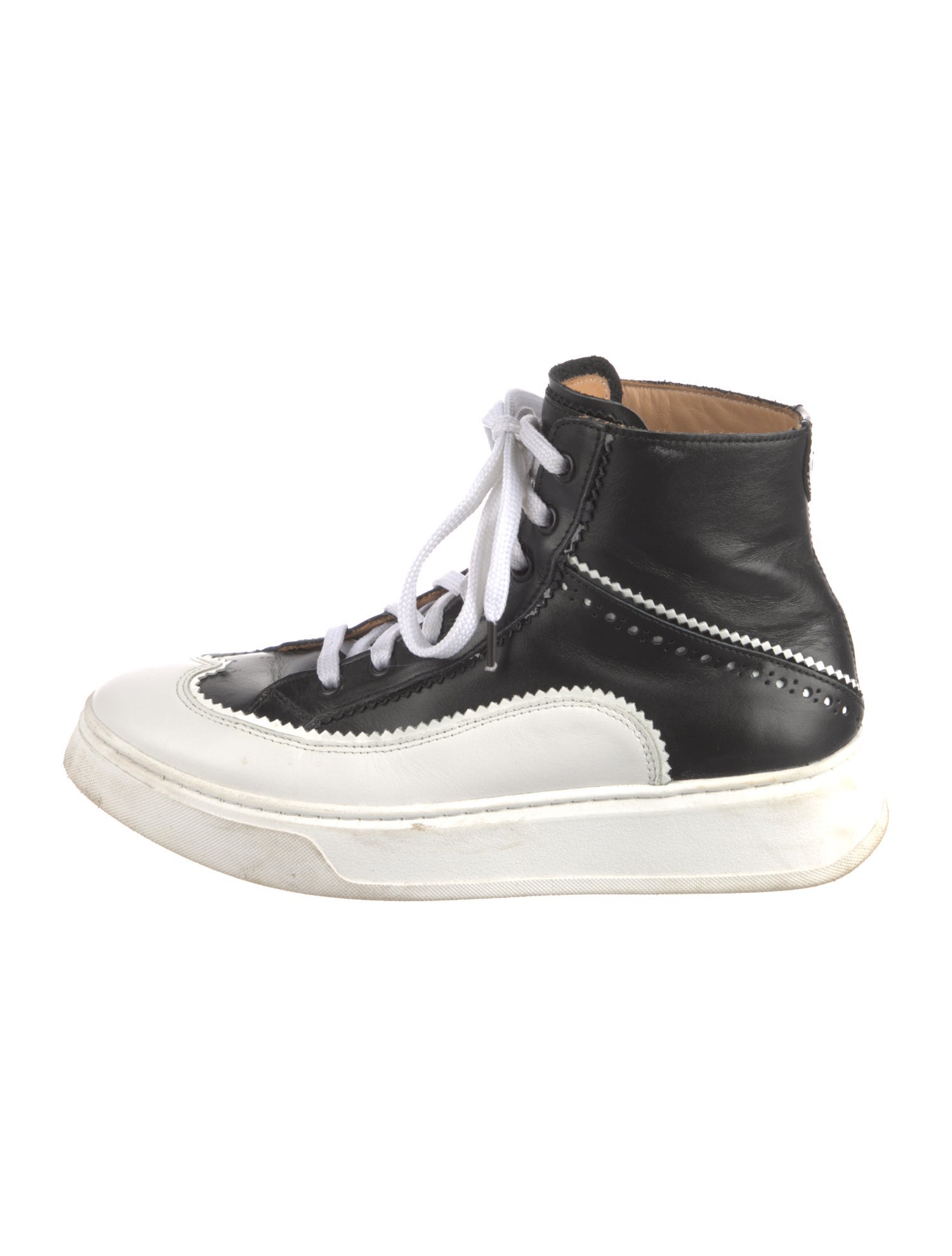 The Office of Angela Scott Leather Colorblock Pattern Sneakers