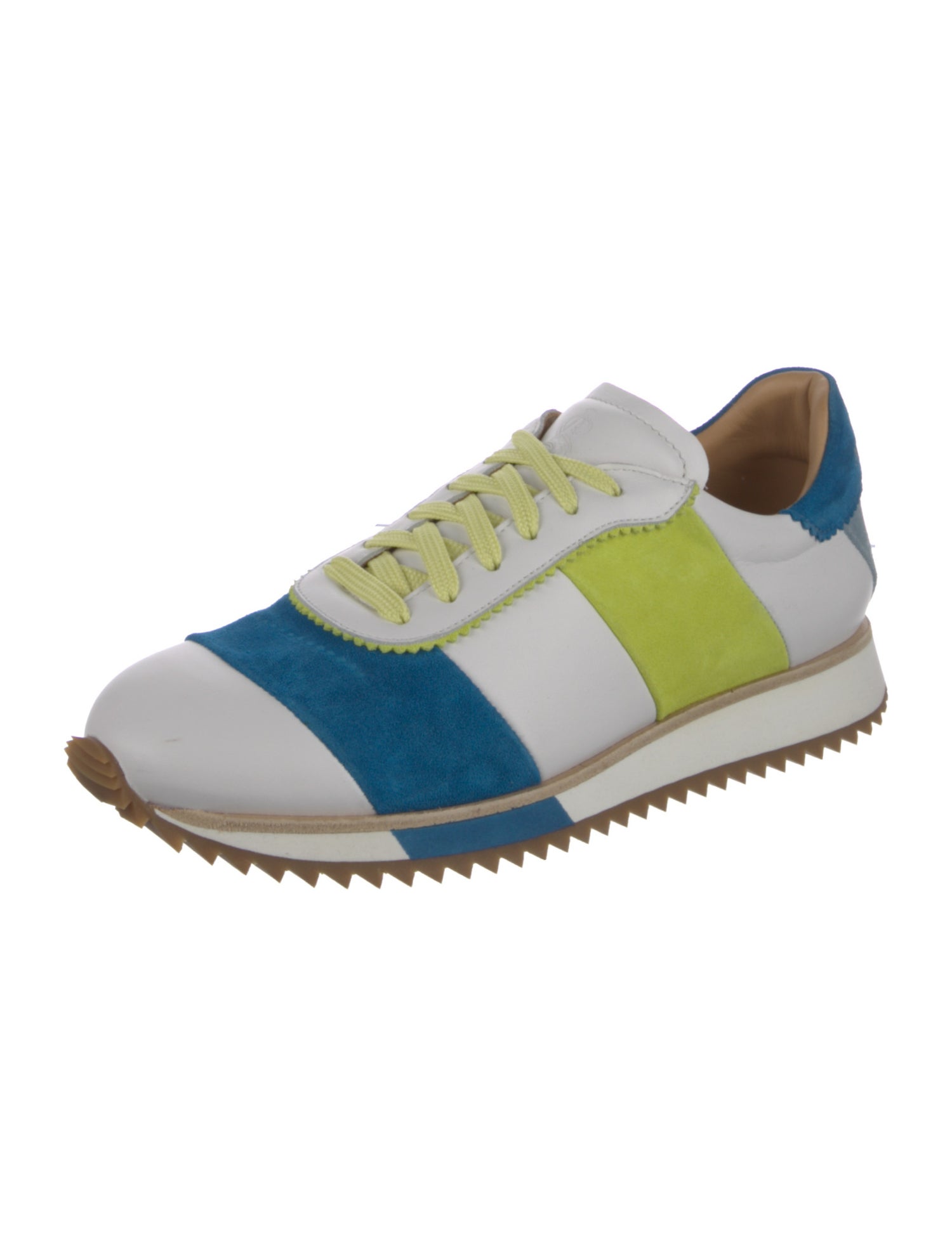 The Office of Angela Scott Leather Colorblock Pattern Sneakers