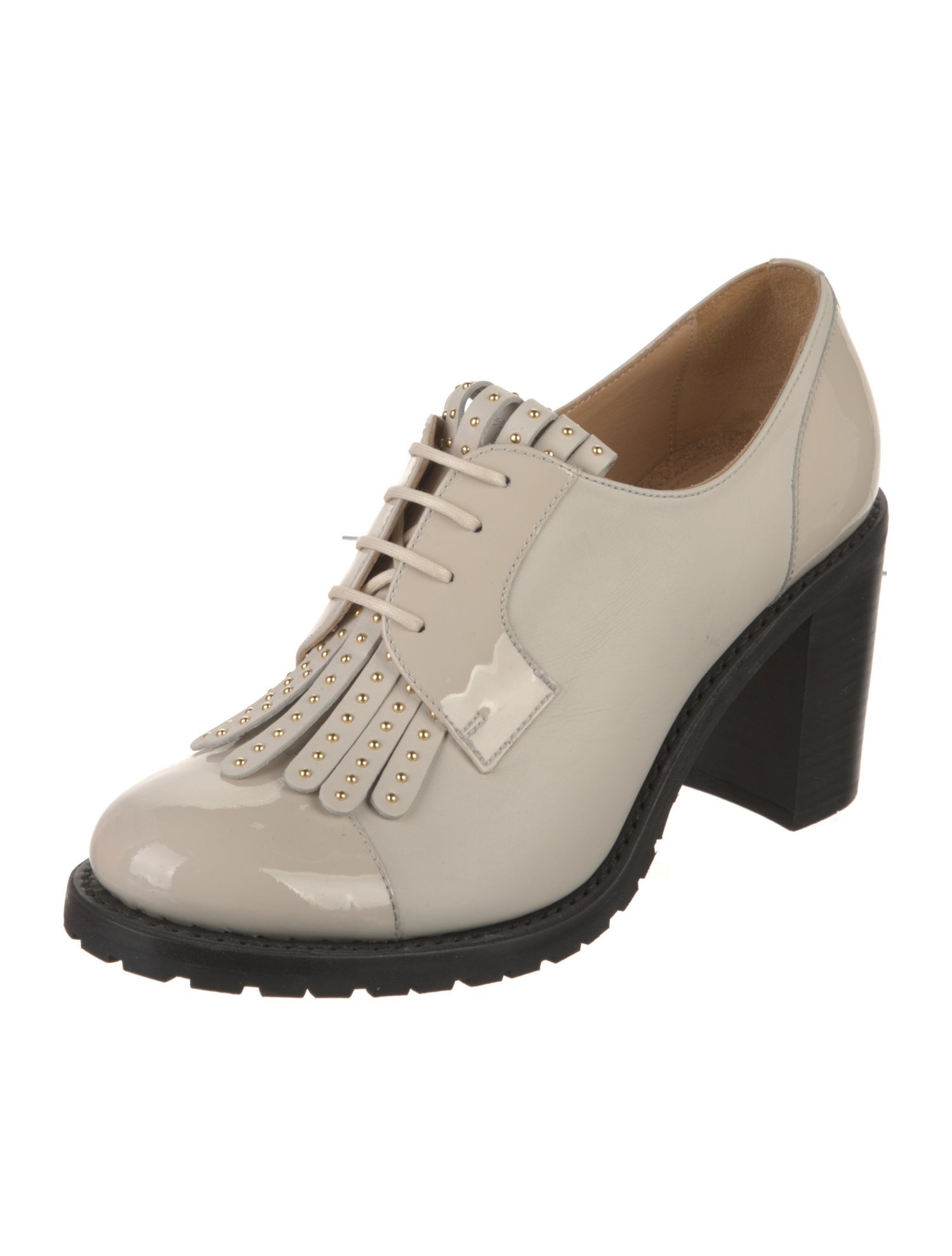 The Office of Angela Scott Patent Leather Colorblock Pattern Pumps