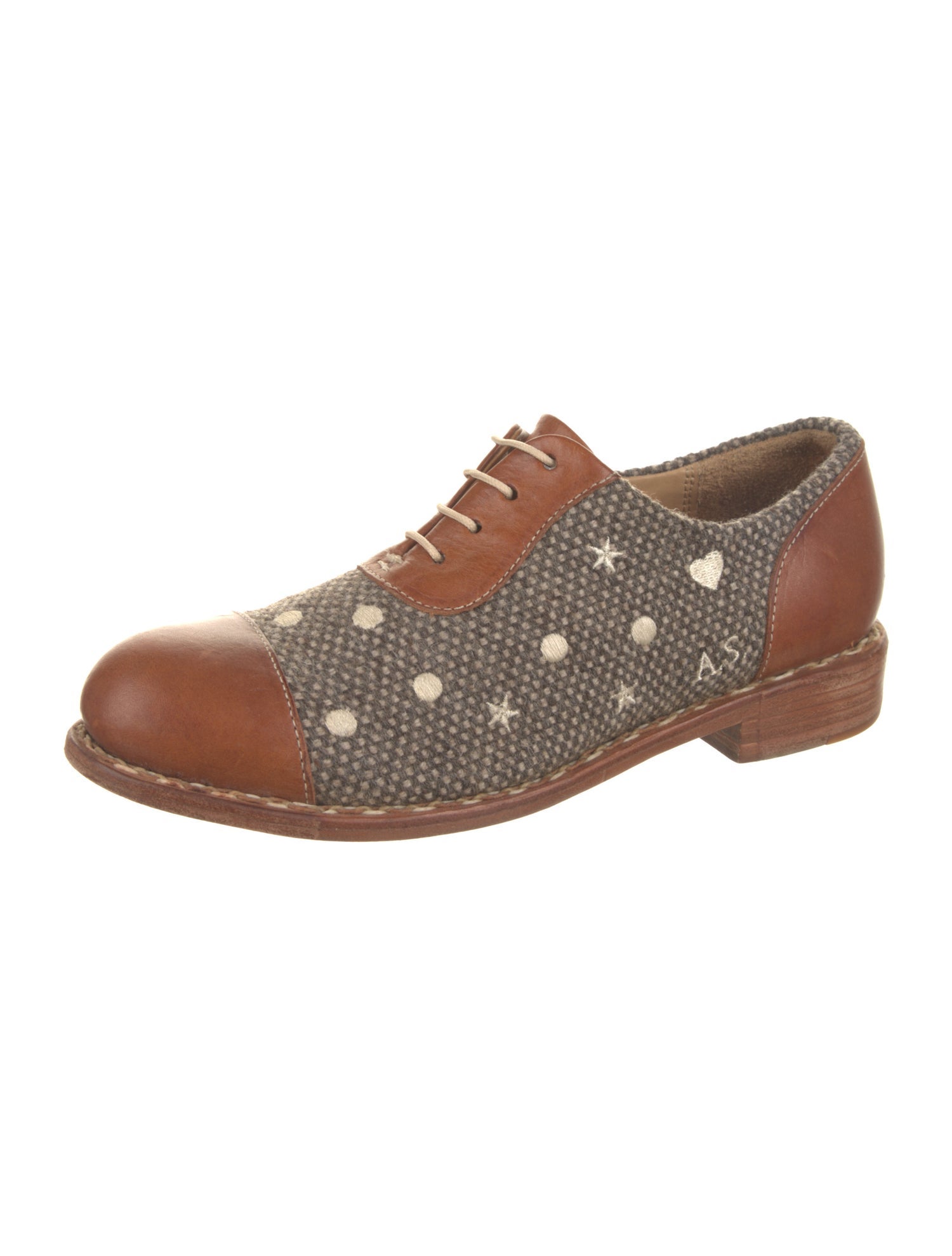 The Office of Angela Scott Tweed Colorblock Pattern Oxfords