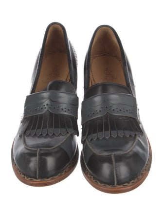 The Office of Angela Scott Leather Striped Pumps