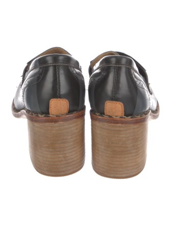 The Office of Angela Scott Leather Striped Pumps