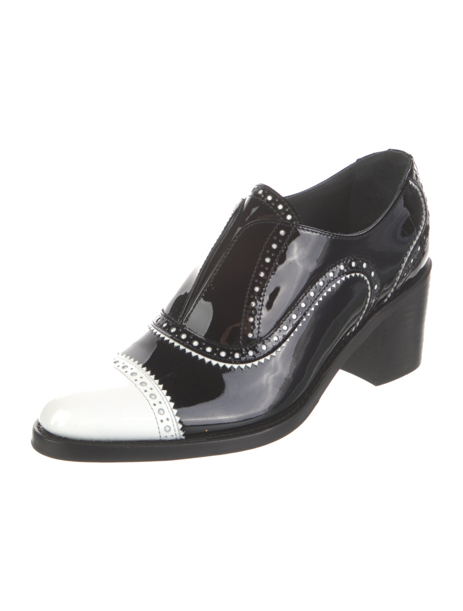 The Office of Angela Scott Patent Leather Colorblock Pattern Pumps