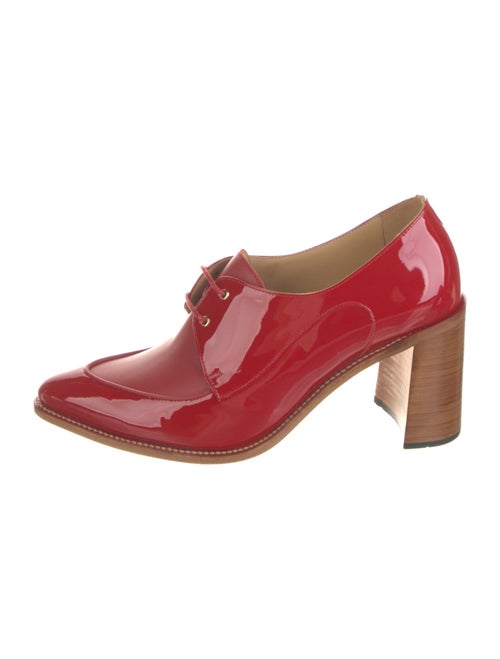 The Office of Angela Scott Patent Leather Leather Trim Embellishment Pumps
