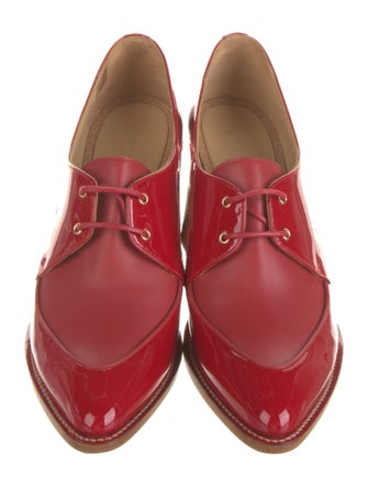 The Office of Angela Scott Patent Leather Leather Trim Embellishment Pumps