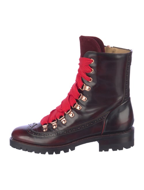 The Office of Angela Scott Leather Colorblock Pattern Combat Boots