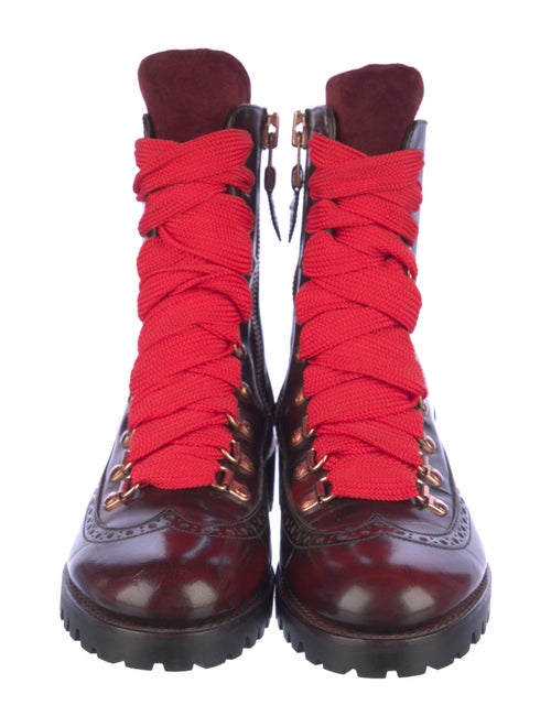 The Office of Angela Scott Leather Colorblock Pattern Combat Boots
