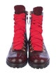 The Office of Angela Scott Leather Colorblock Pattern Combat Boots