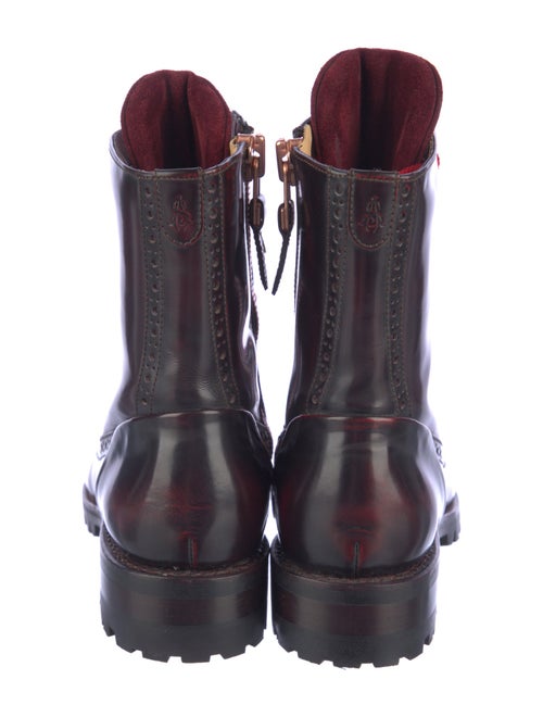 The Office of Angela Scott Leather Colorblock Pattern Combat Boots