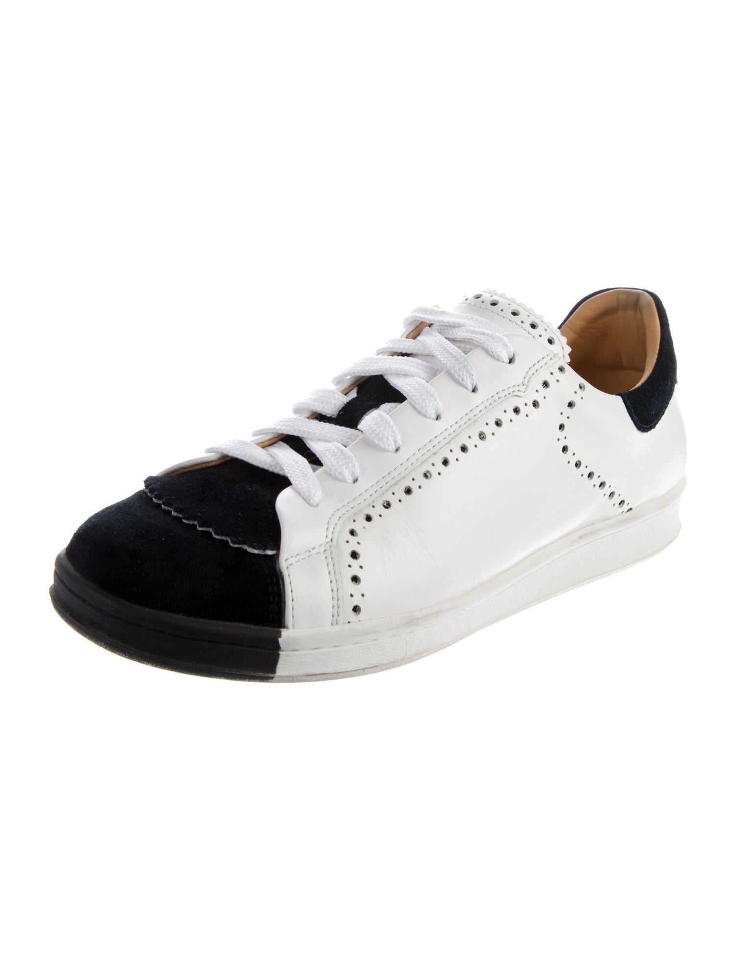 The Office of Angela Scott Leather Colorblock Pattern Sneakers