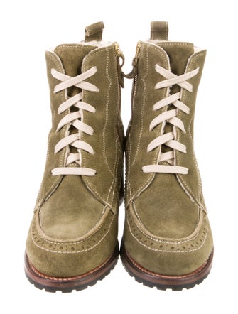 The Office of Angela Scott Suede Colorblock Pattern Combat Boots