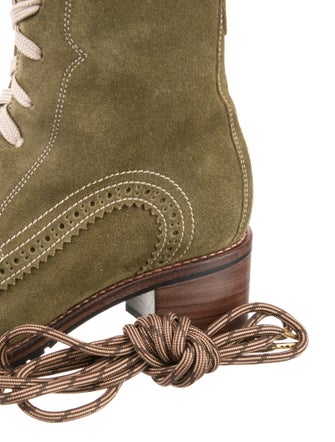 The Office of Angela Scott Suede Colorblock Pattern Combat Boots