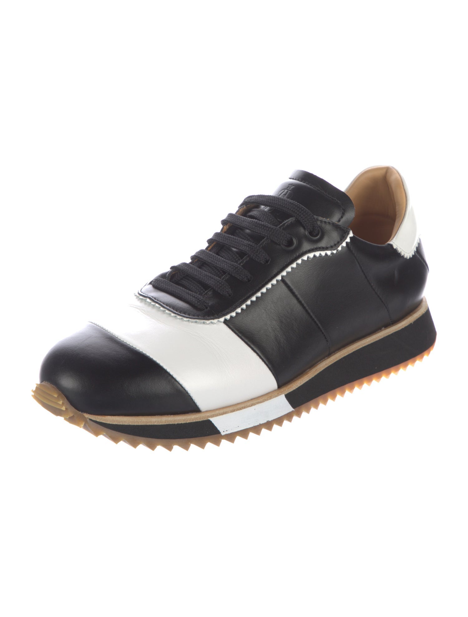 The Office of Angela Scott Leather Colorblock Pattern Sneakers