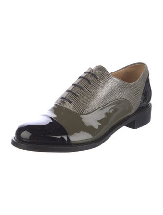 The Office of Angela Scott Patent Leather Houndstooth Print Oxfords