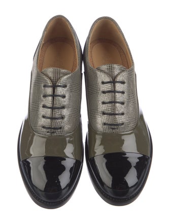 The Office of Angela Scott Patent Leather Houndstooth Print Oxfords