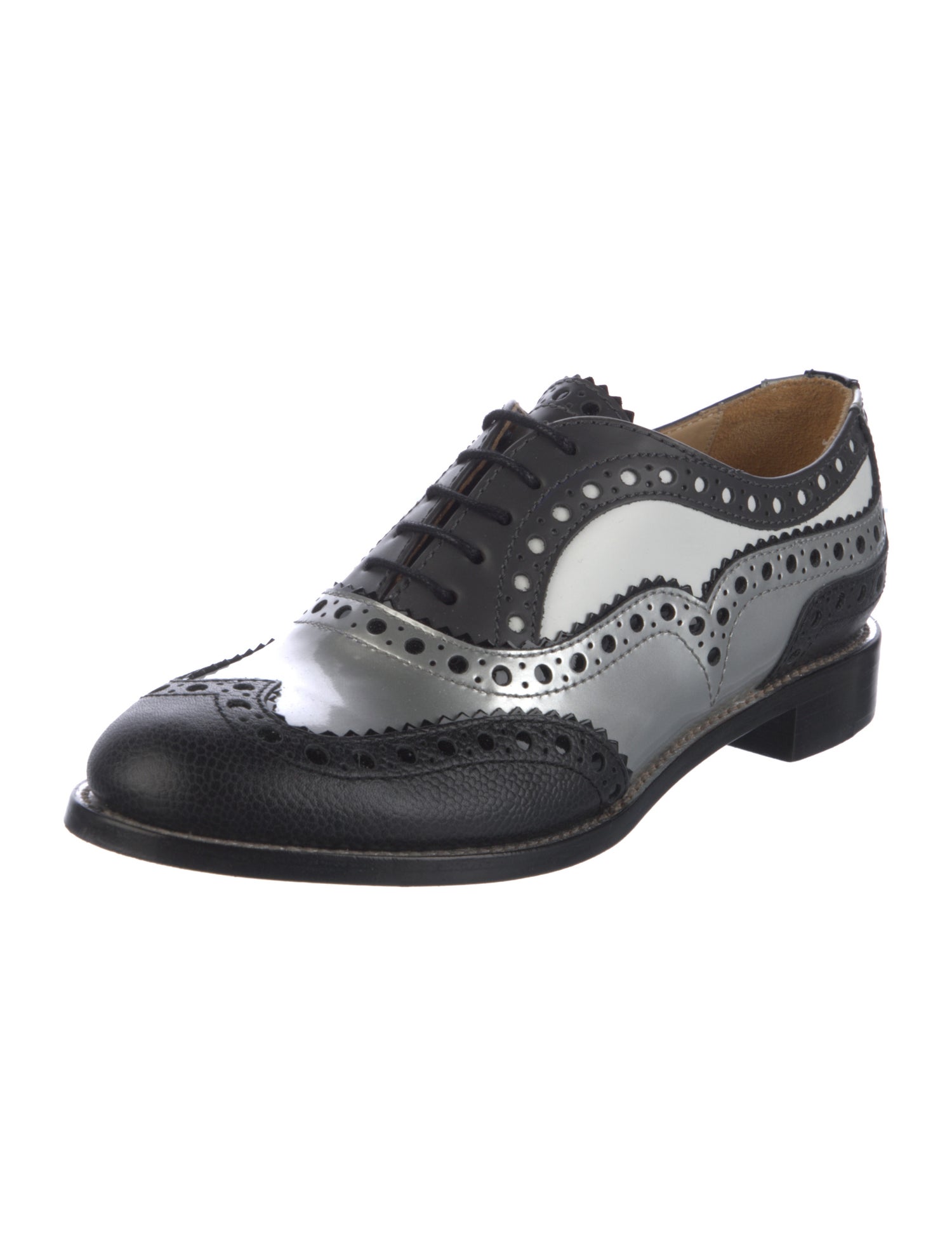 The Office of Angela Scott Leather Colorblock Pattern Oxfords