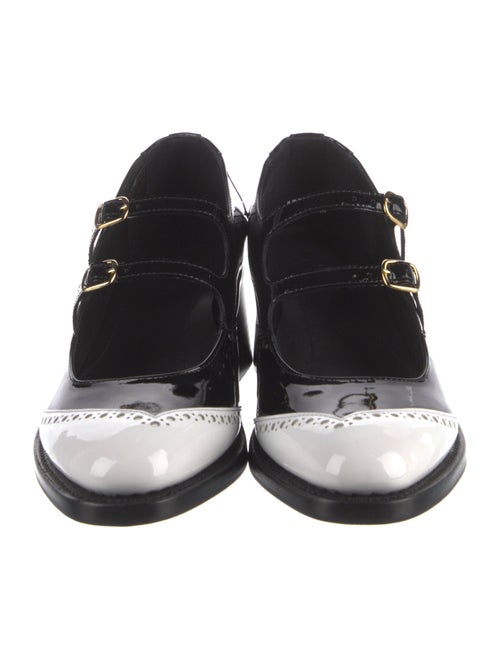 The Office of Angela Scott Patent Leather Studded Accents Pumps