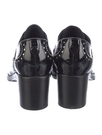 The Office of Angela Scott Patent Leather Scalloped Accent Pumps