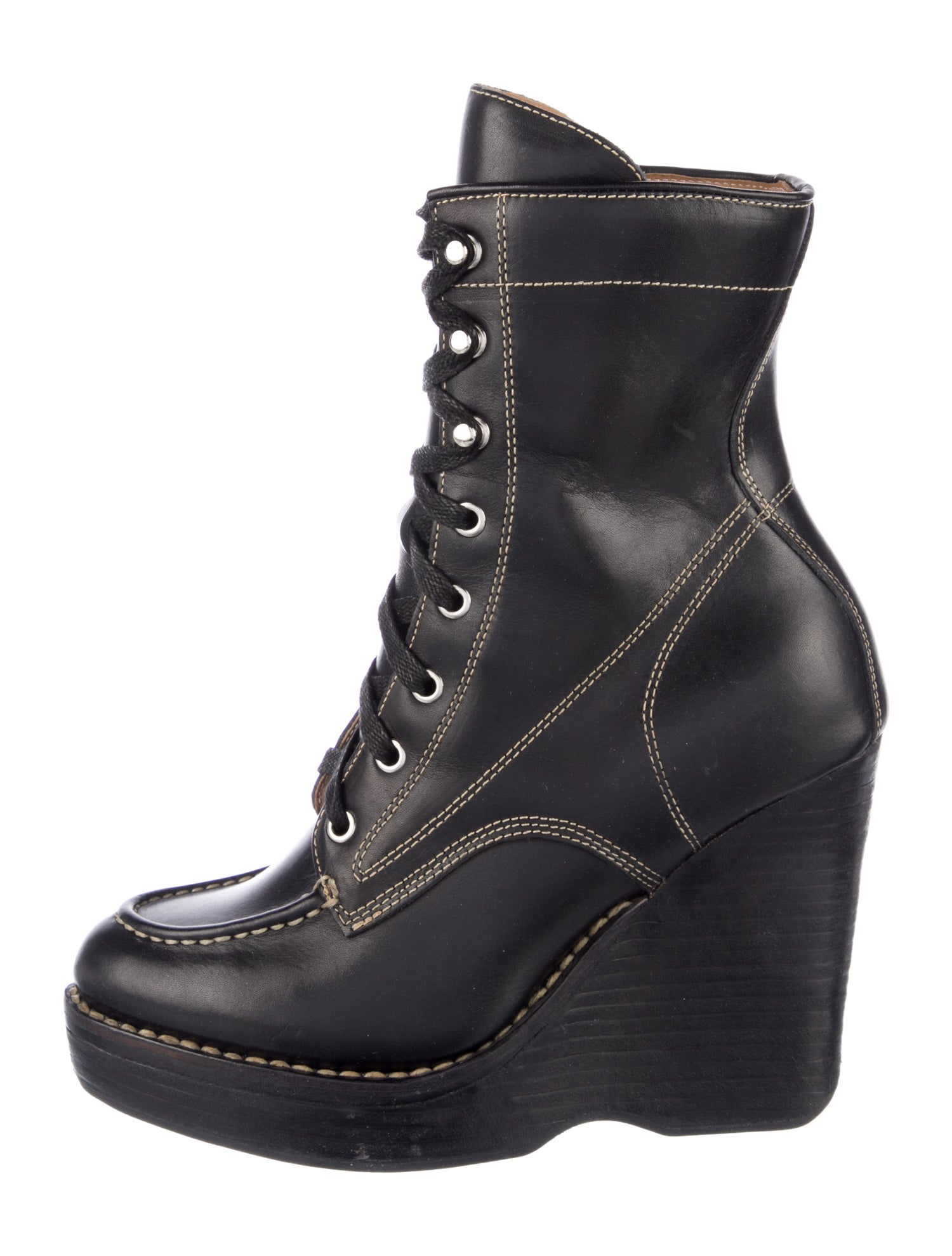 The Office of Angela Scott Leather Lace-Up Boots