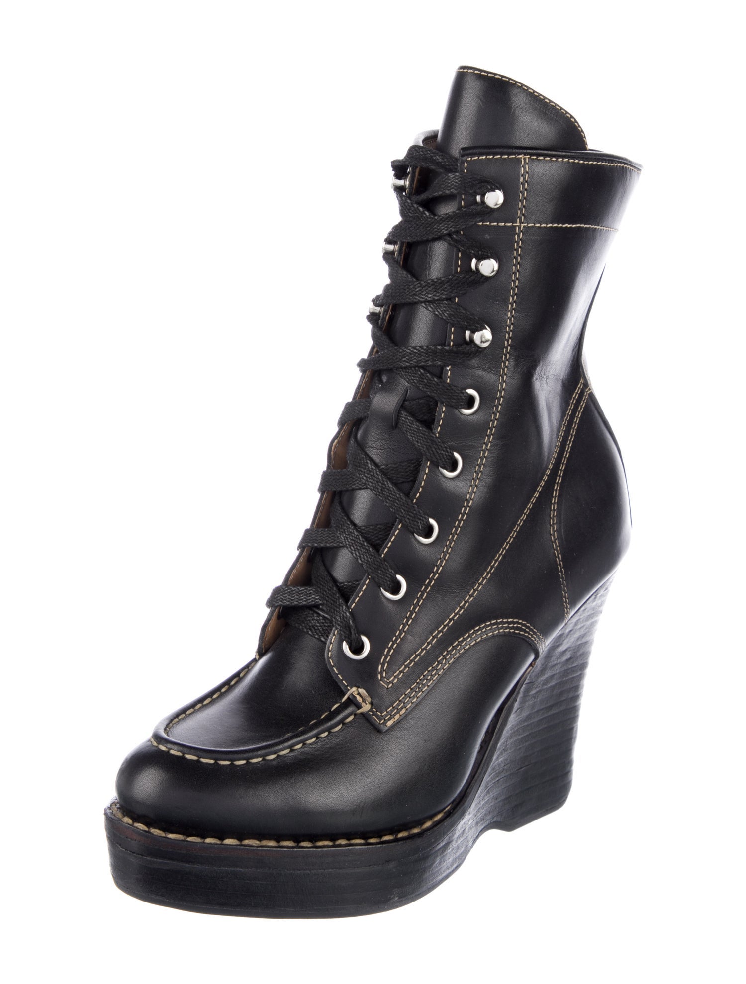 The Office of Angela Scott Leather Lace-Up Boots