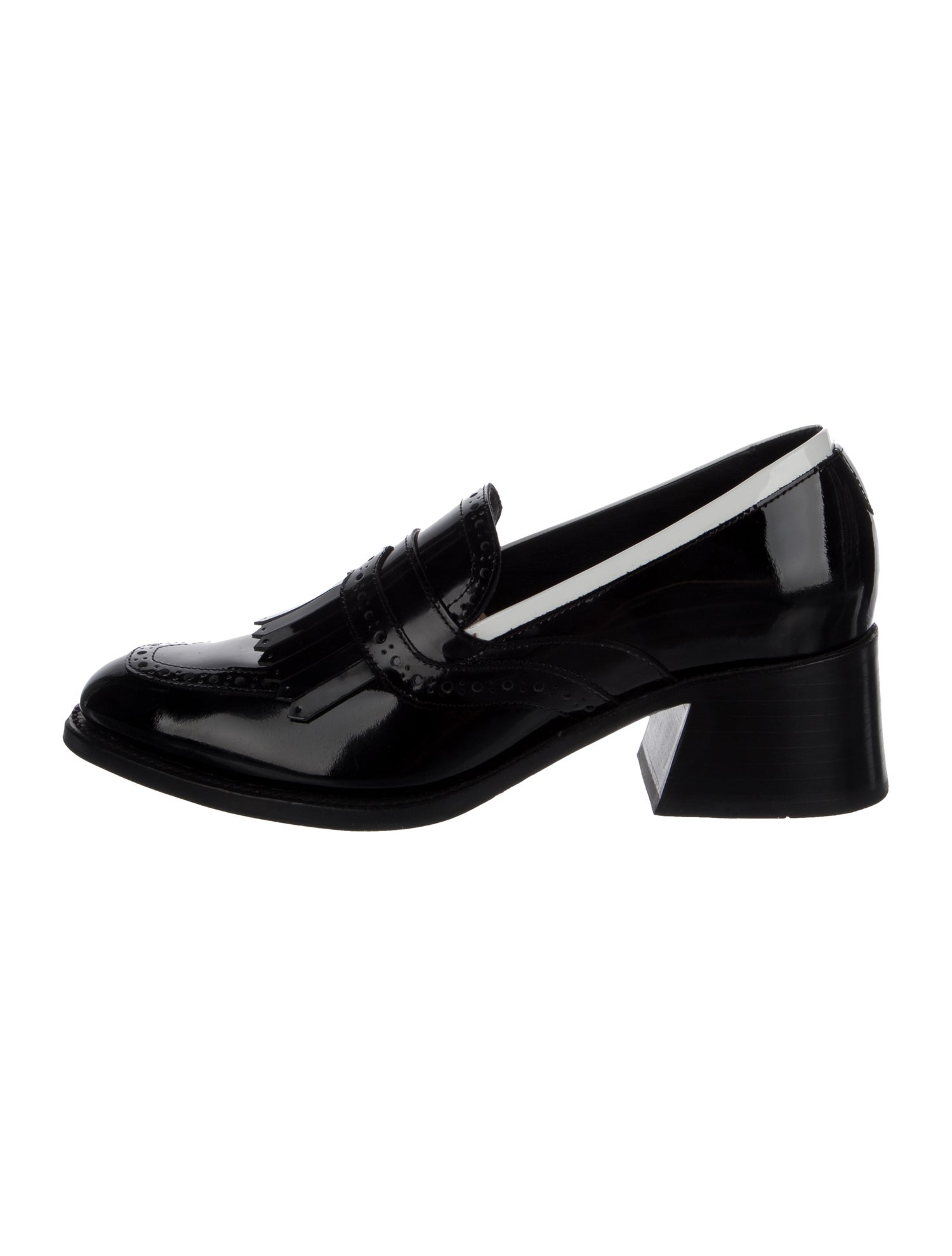 The Office of Angela Scott Patent Leather Eyelet Trim Pumps