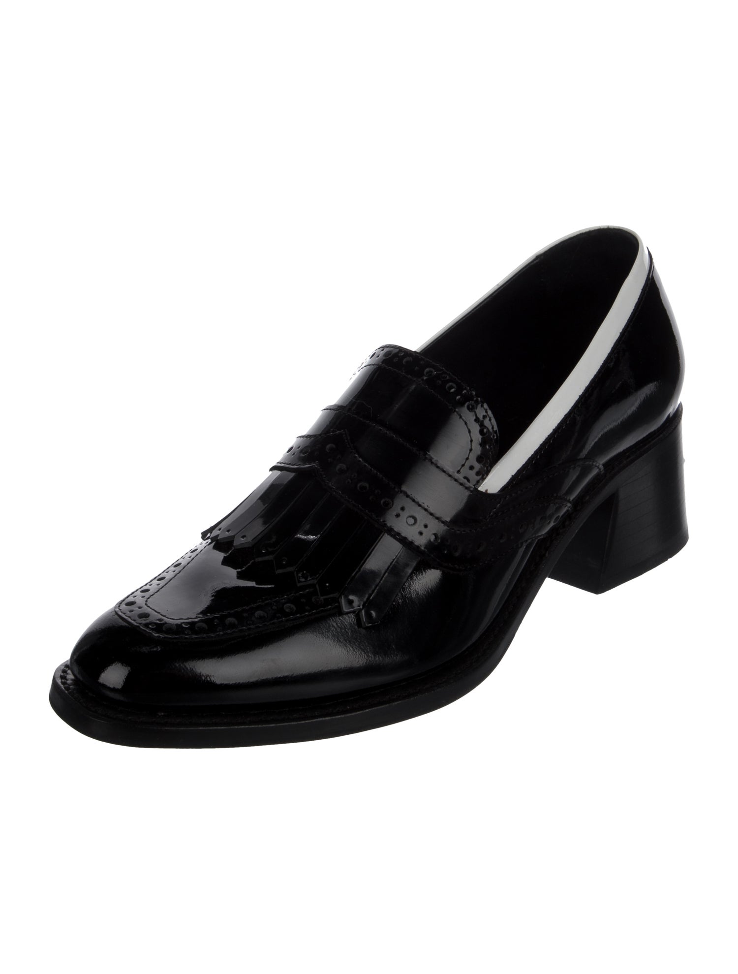 The Office of Angela Scott Patent Leather Eyelet Trim Pumps