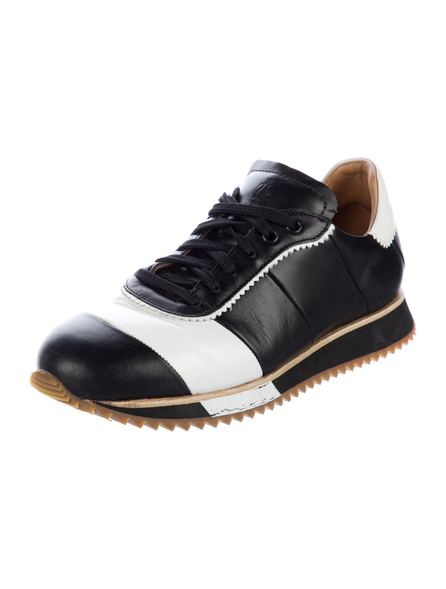 The Office of Angela Scott Leather Colorblock Pattern Sneakers