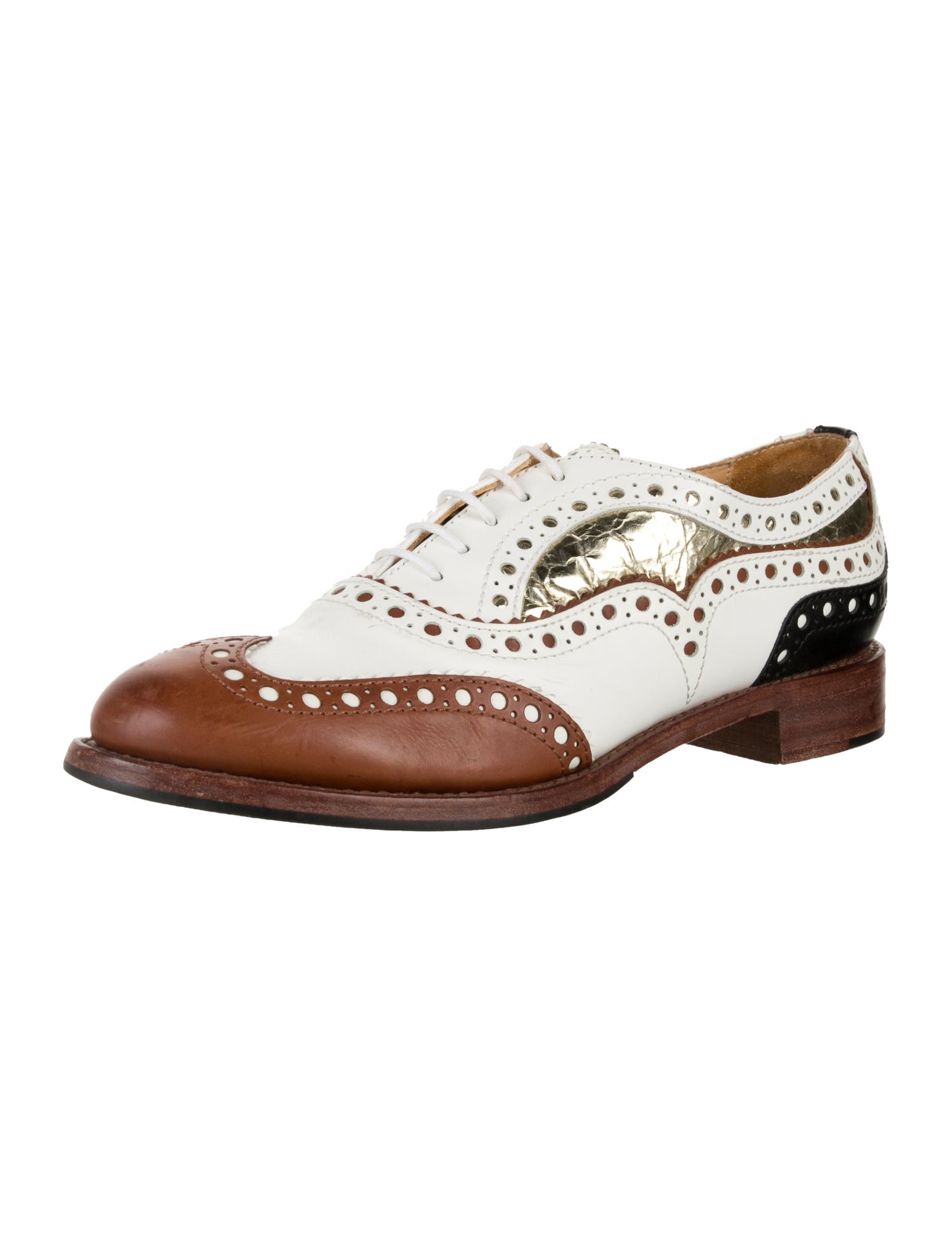 The Office of Angela Scott Leather Colorblock Pattern Oxfords