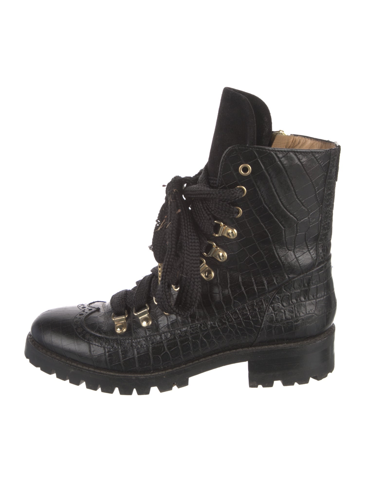 The Office of Angela Scott Leather Combat Boots