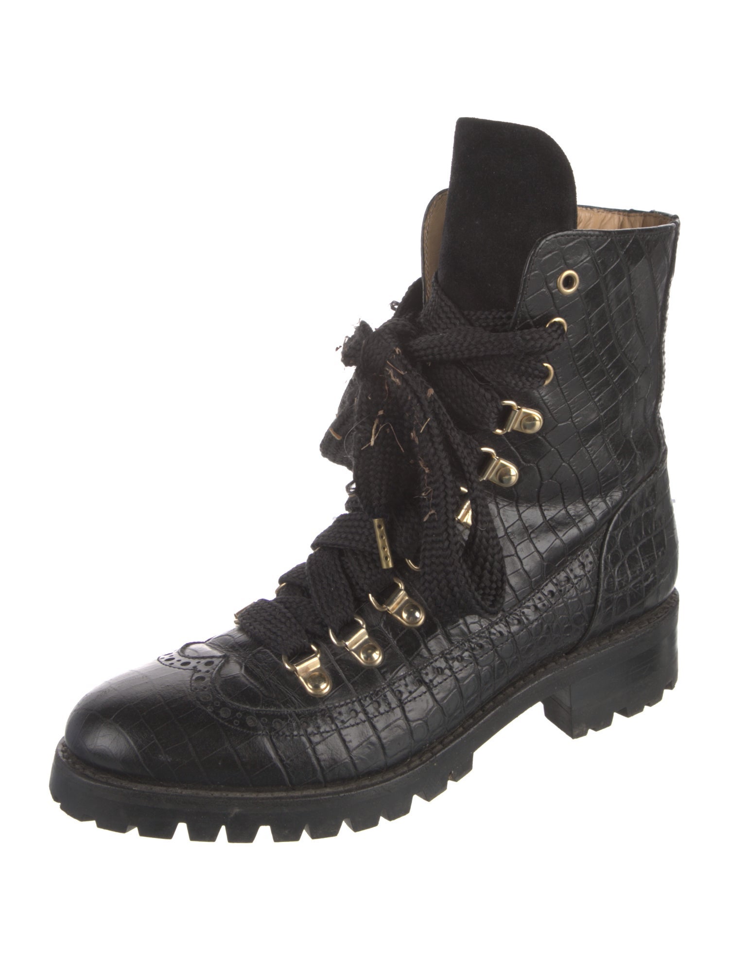 The Office of Angela Scott Leather Combat Boots