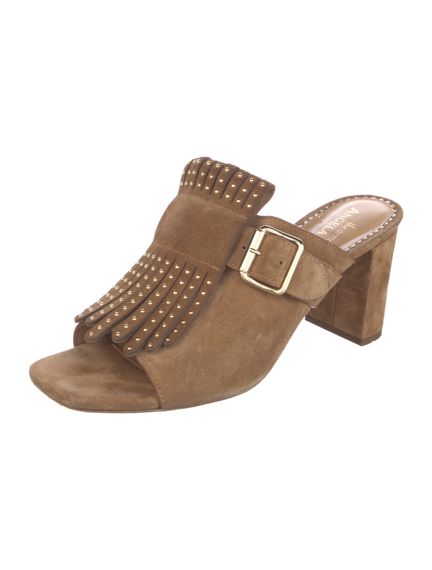 The Office of Angela Scott Suede Studded Accents Slides