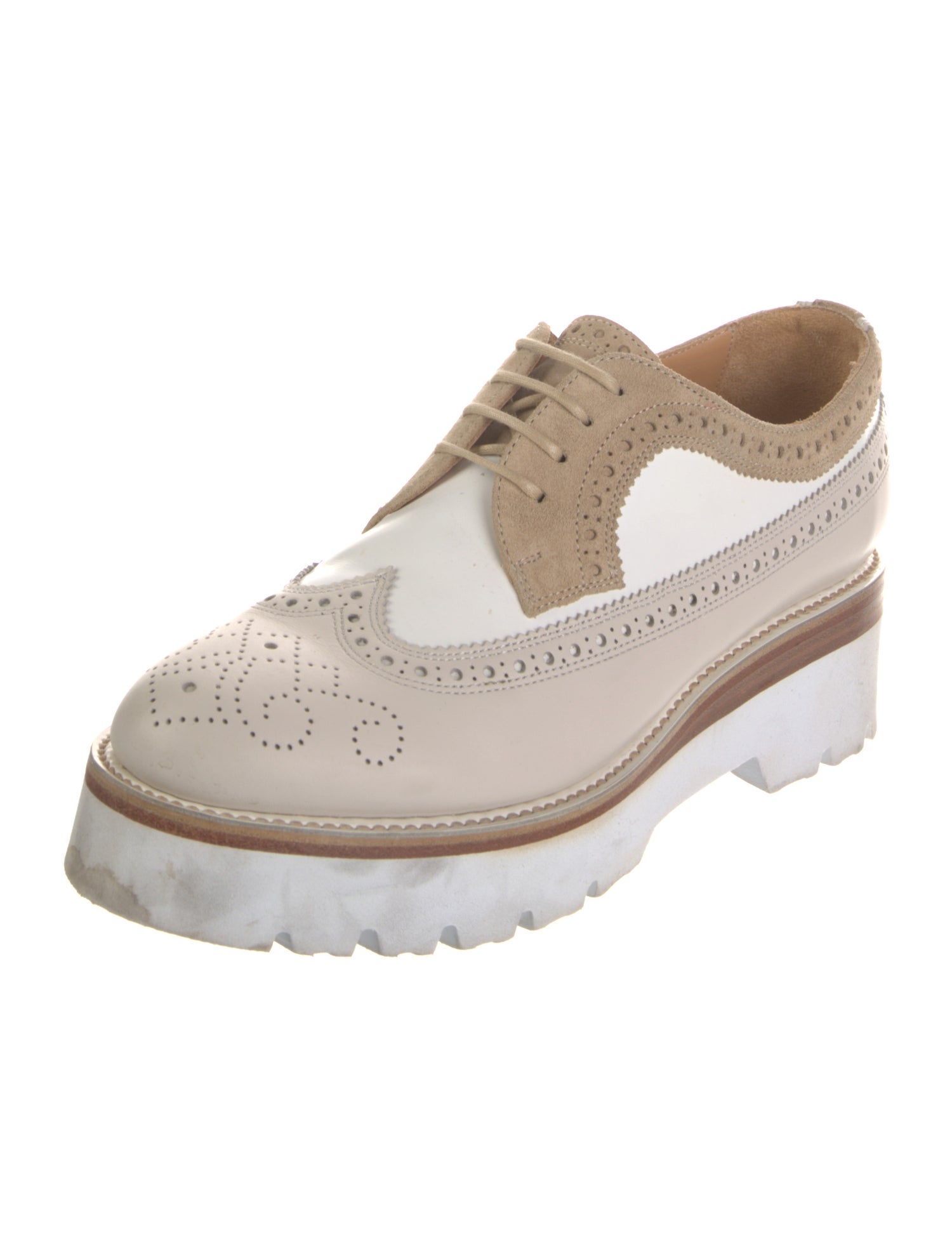 The Office of Angela Scott Leather Colorblock Pattern Sneakers