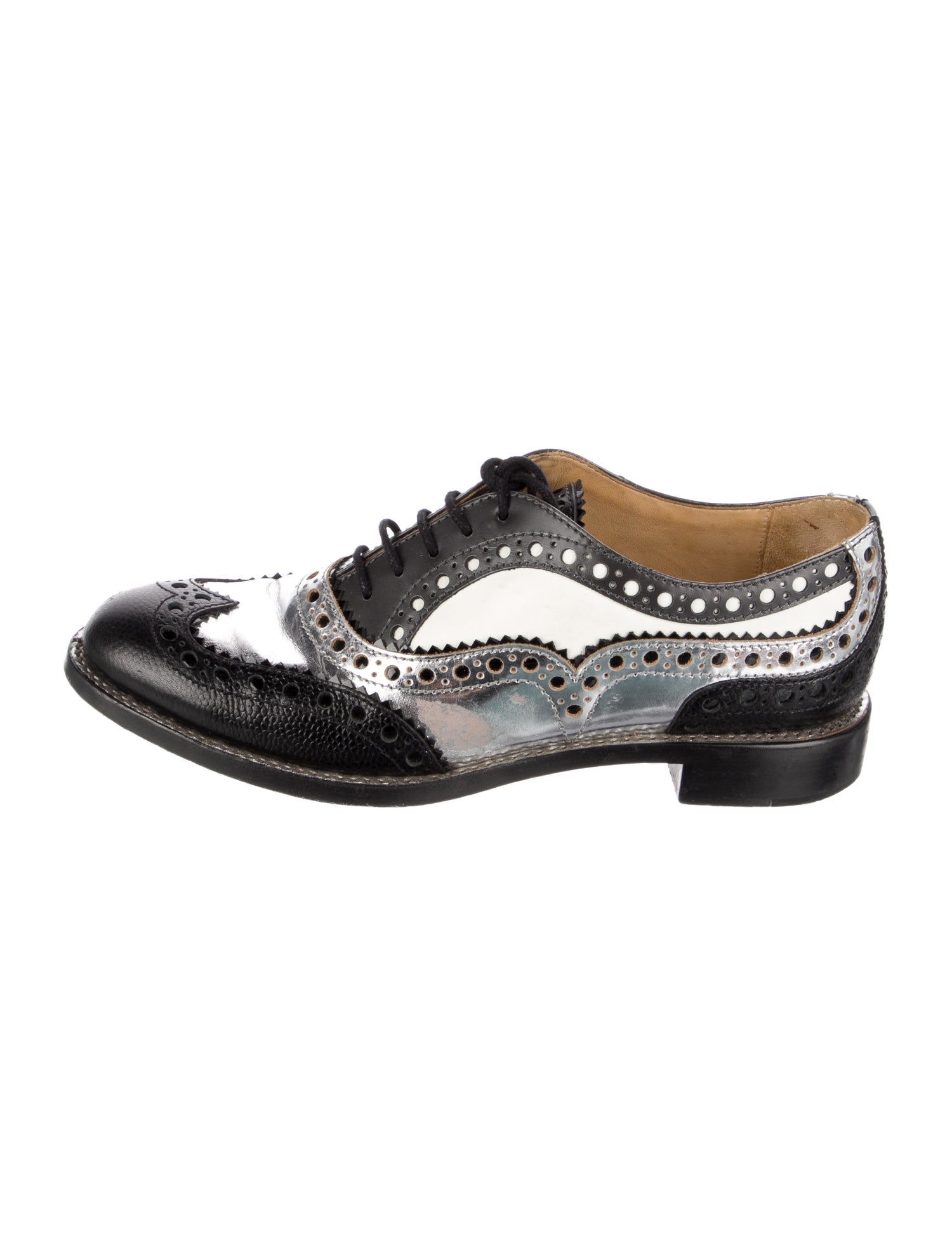 The Office of Angela Scott Leather Colorblock Pattern Sneakers