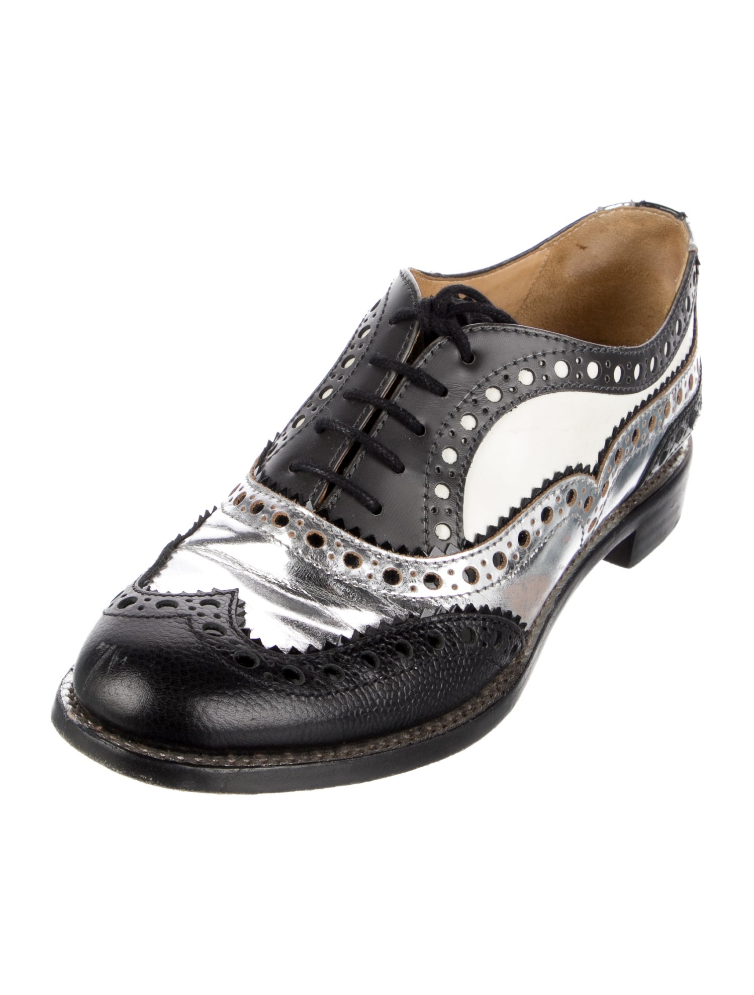 The Office of Angela Scott Leather Colorblock Pattern Sneakers