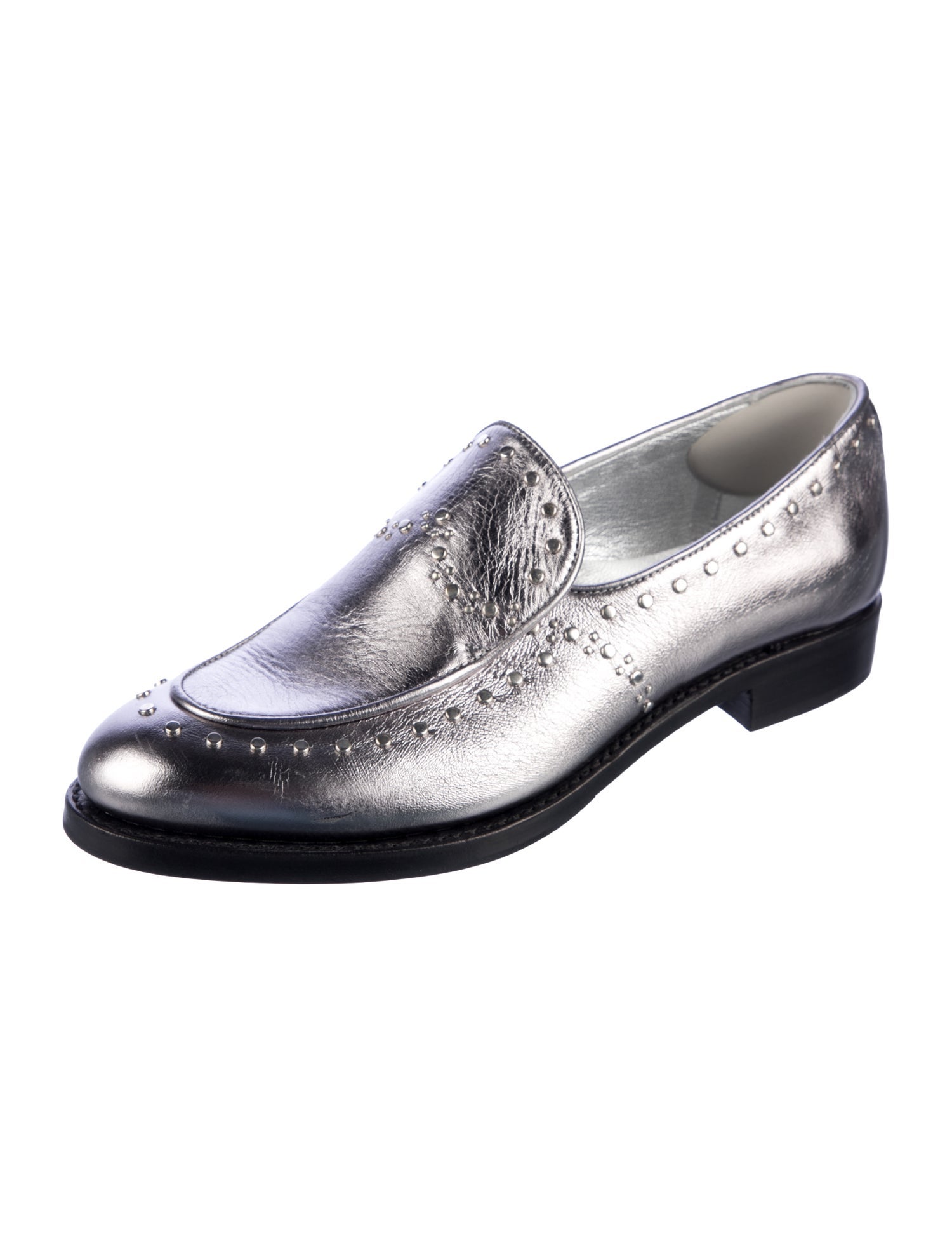 The Office of Angela Scott Leather Studded Accents Loafers