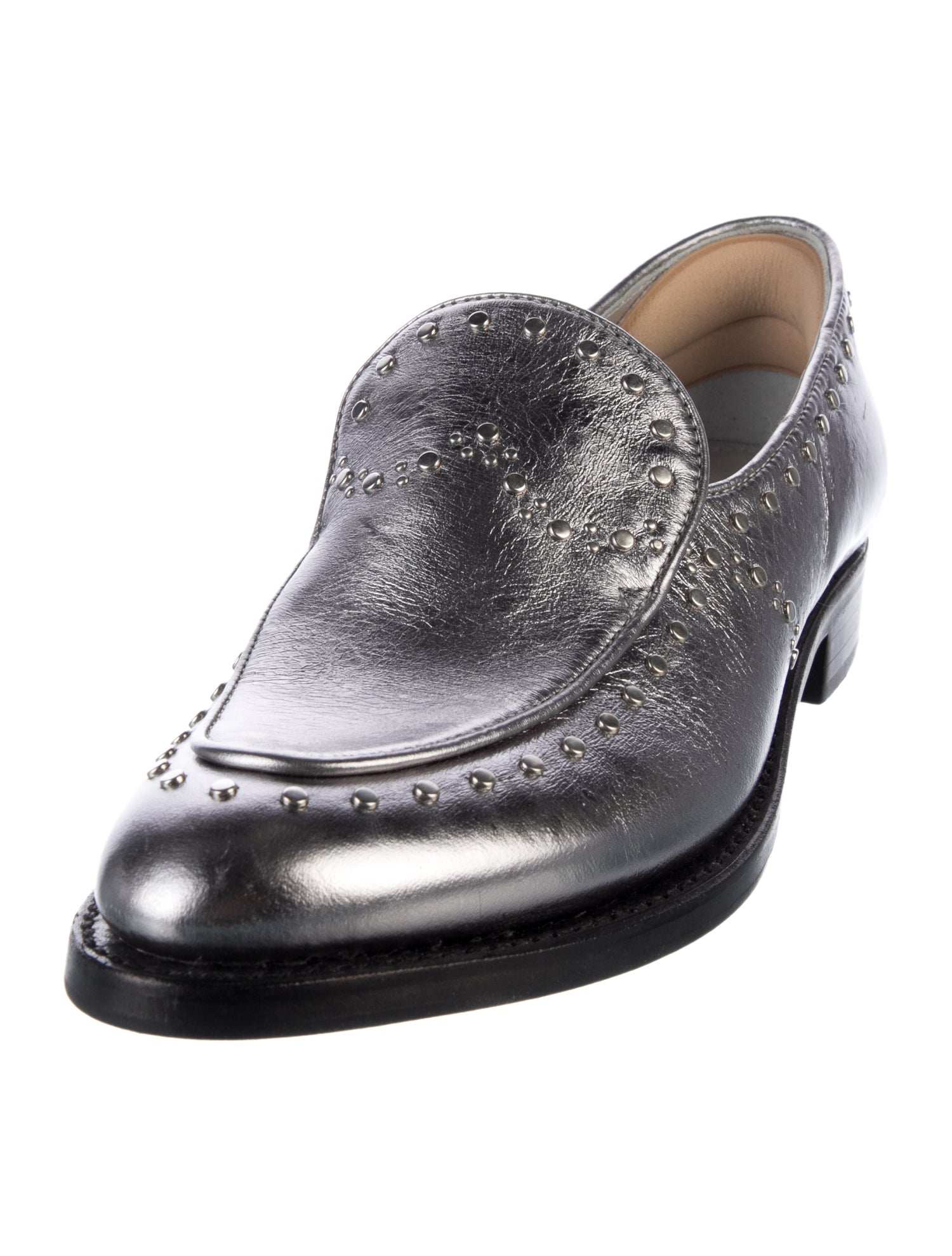 The Office of Angela Scott Leather Studded Accents Loafers
