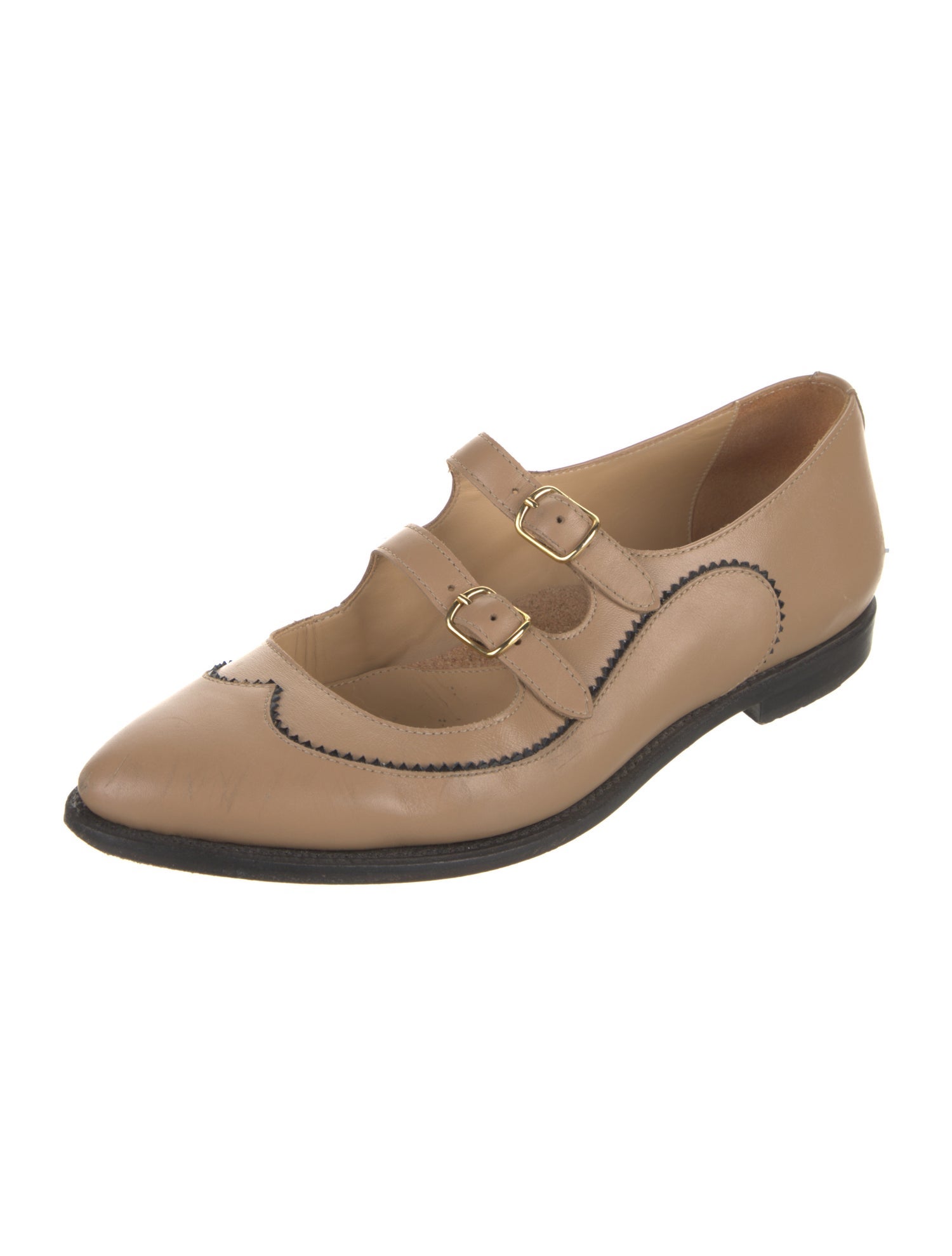 The Office of Angela Scott Leather Mary Jane Flats