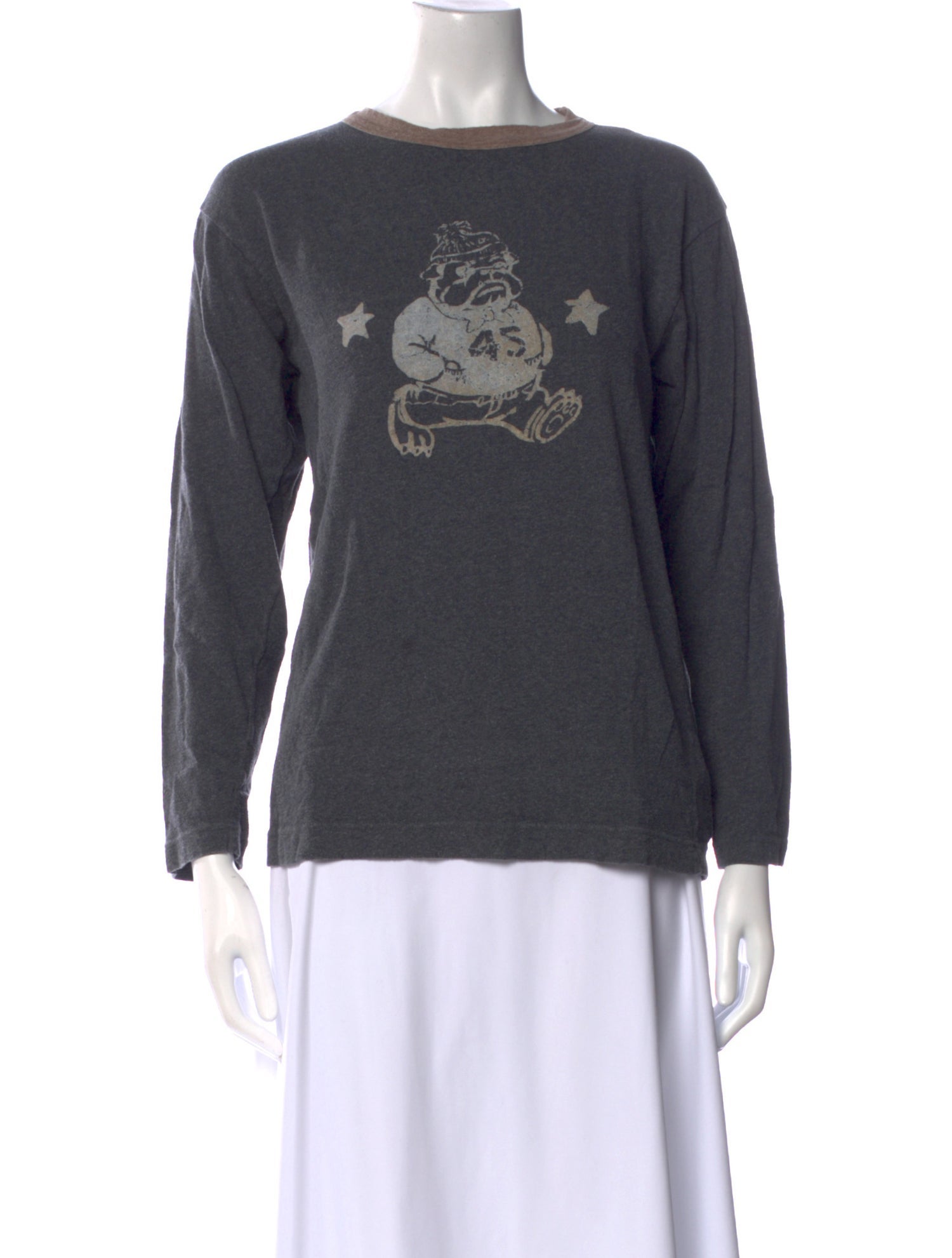 45rpm Graphic Print Bateau Neckline Sweatshirt
