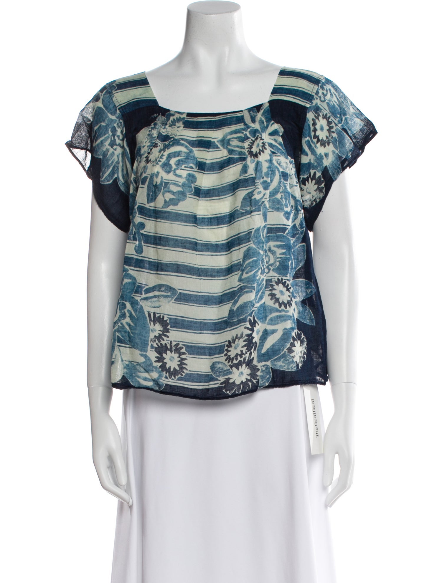 45rpm Printed Square Neckline Blouse