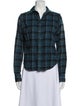 45R Plaid Print Long Sleeve Button-Up Top