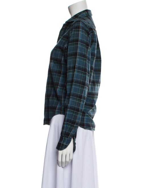 45R Plaid Print Long Sleeve Button-Up Top