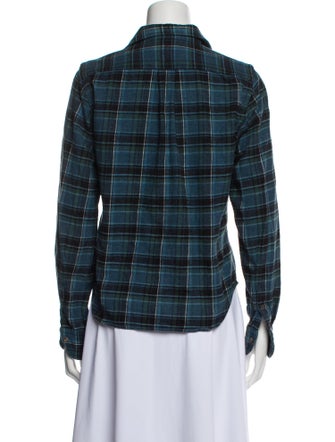 45R Plaid Print Long Sleeve Button-Up Top