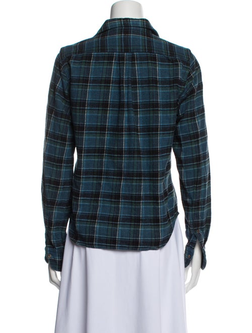 45R Plaid Print Long Sleeve Button-Up Top