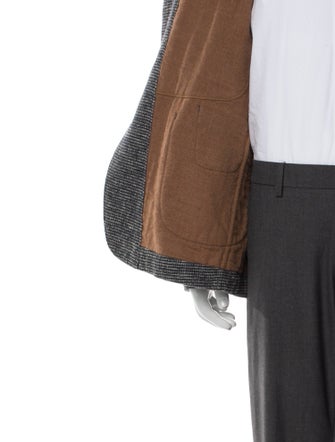 45R Men's Blue Pattern Printed Wool Blazer