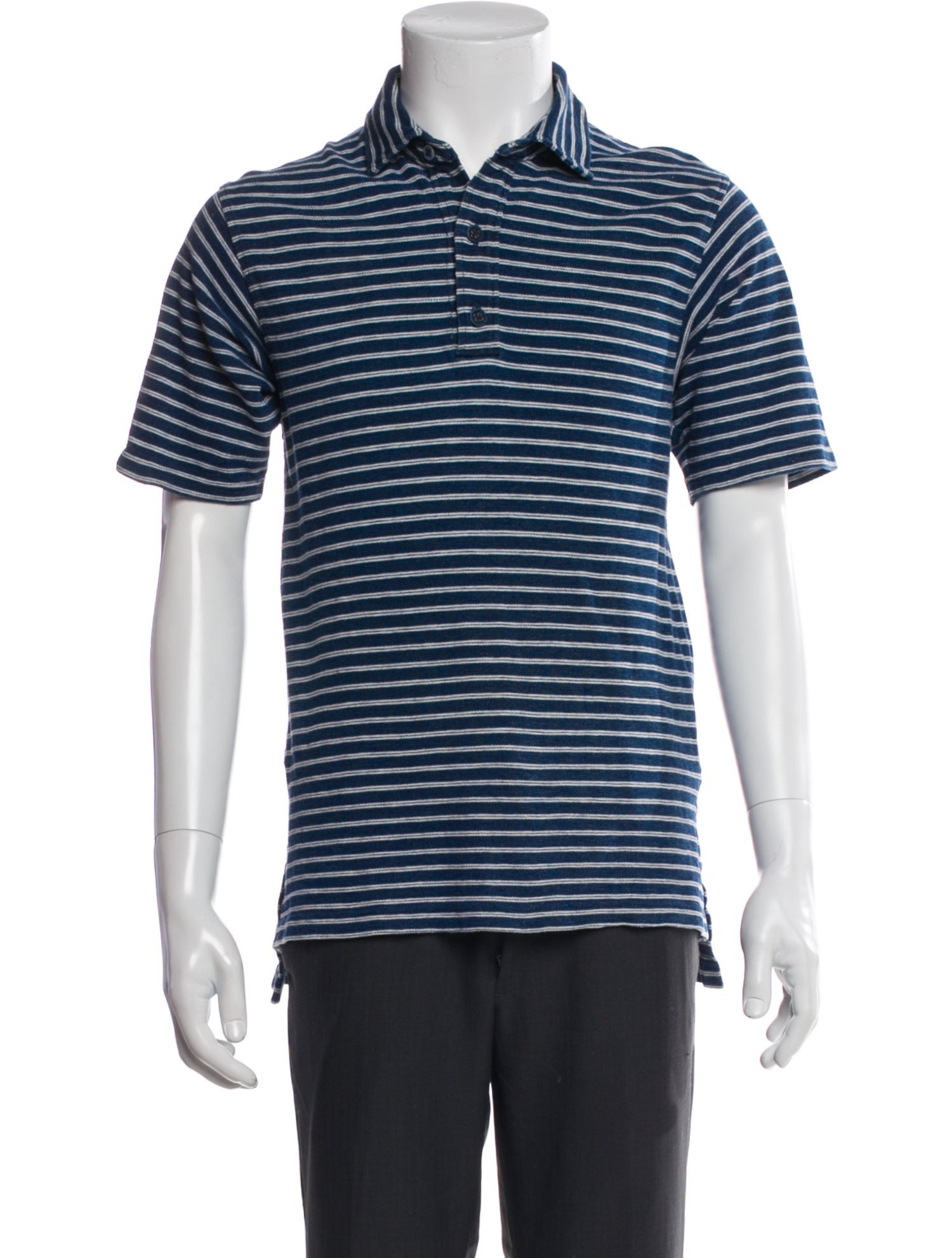 45R Striped Collar Polo Shirt