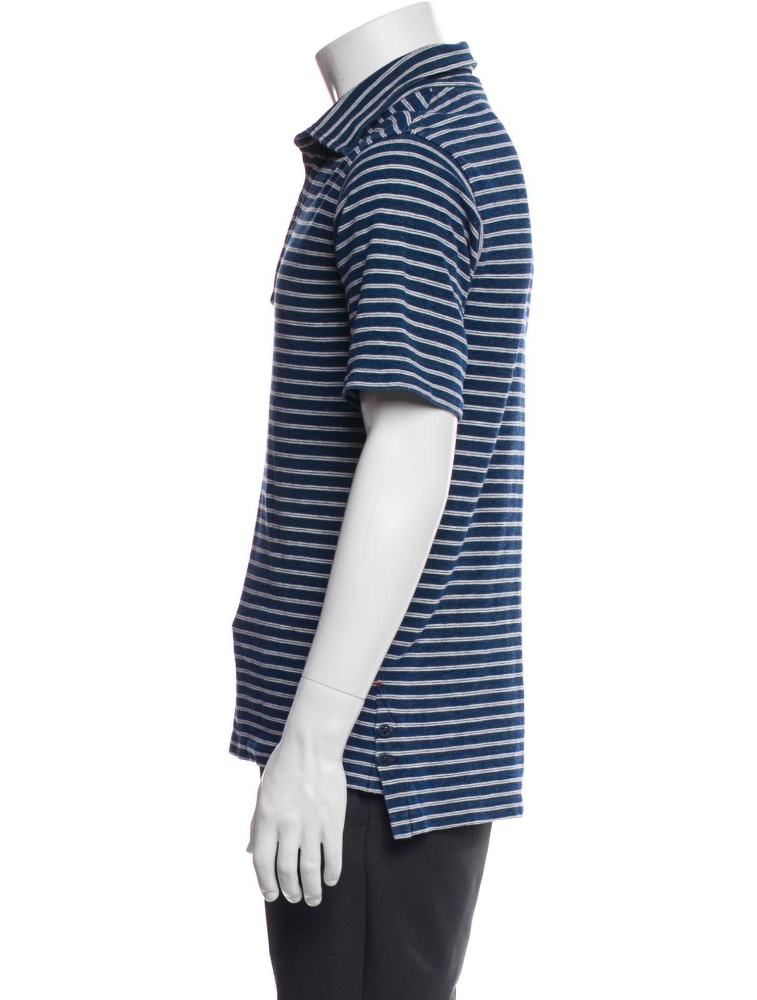 45R Striped Collar Polo Shirt
