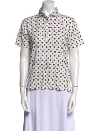 45R Polka Dot Print Short Sleeve Polo
