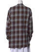 45R Plaid Print Crew Neck Button-Up Top