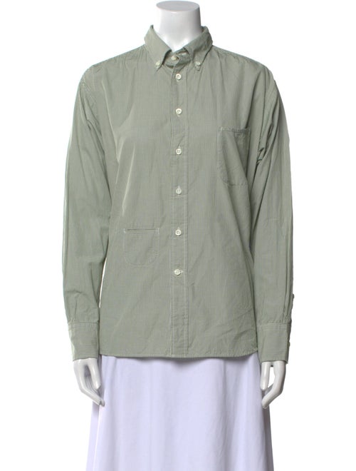 45R Plaid Print Long Sleeve Button-Up Top