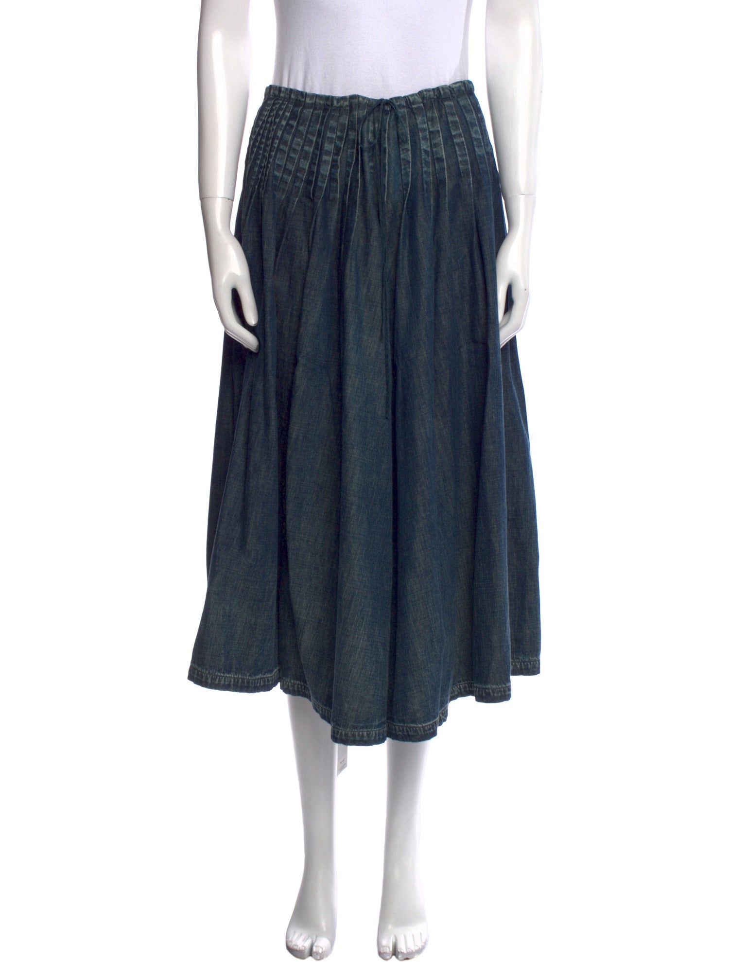 45rpm Pleated Accents Midi Length Skirt